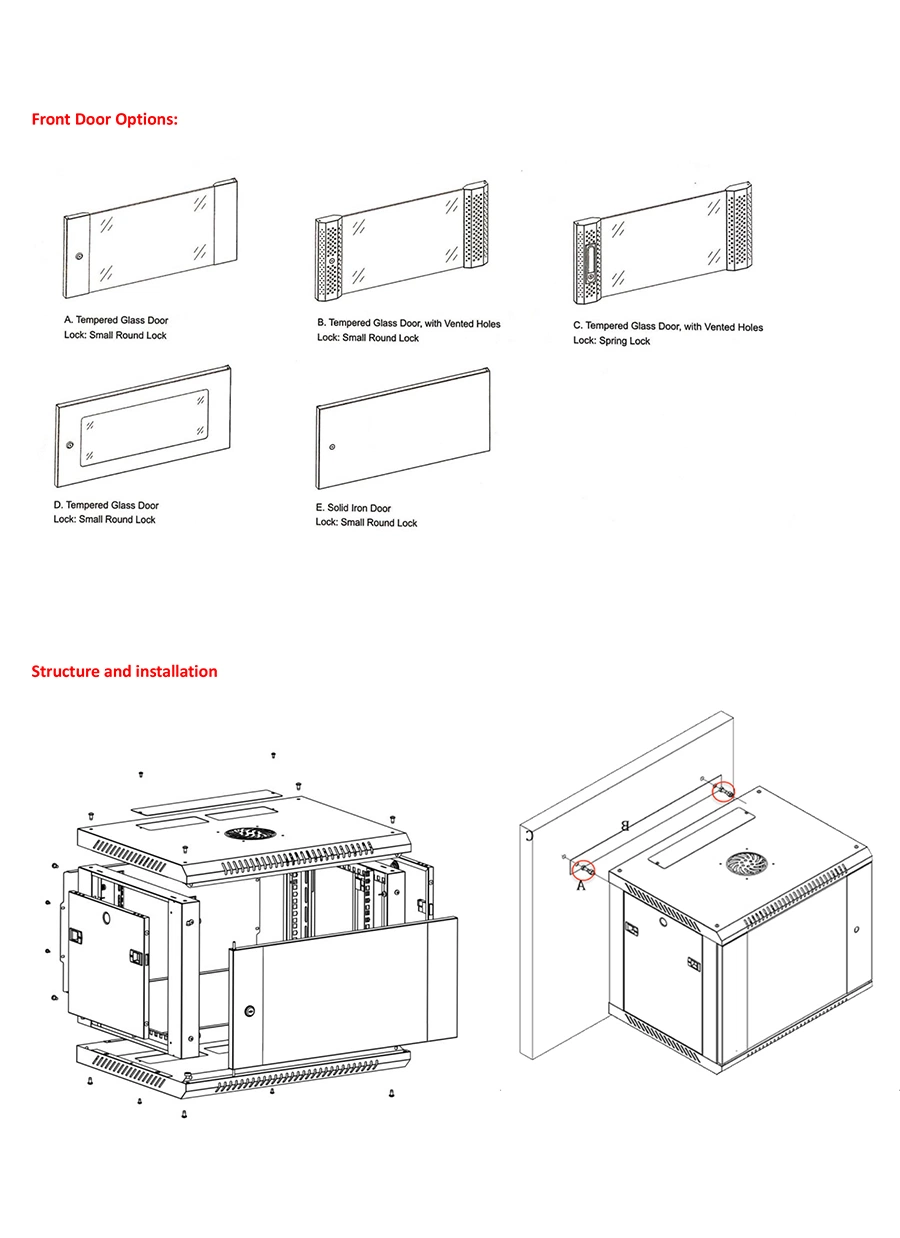 Tn-007b Single Section Wall Mount Network Cabinet with Flat Packing Structure